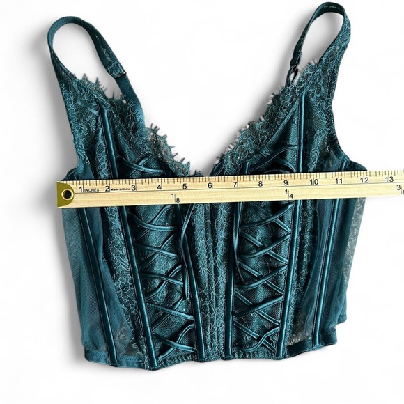 Victoria's Secret Unlined Lace-Up Corset Top Dream Angels Teal/Green Size M - Picture 3 of 6